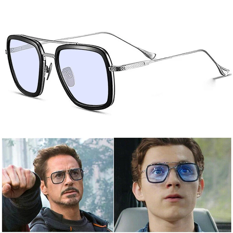 Sikygum Tony Stark Железный человек солнцезащитные очки мужские металлическая оправа