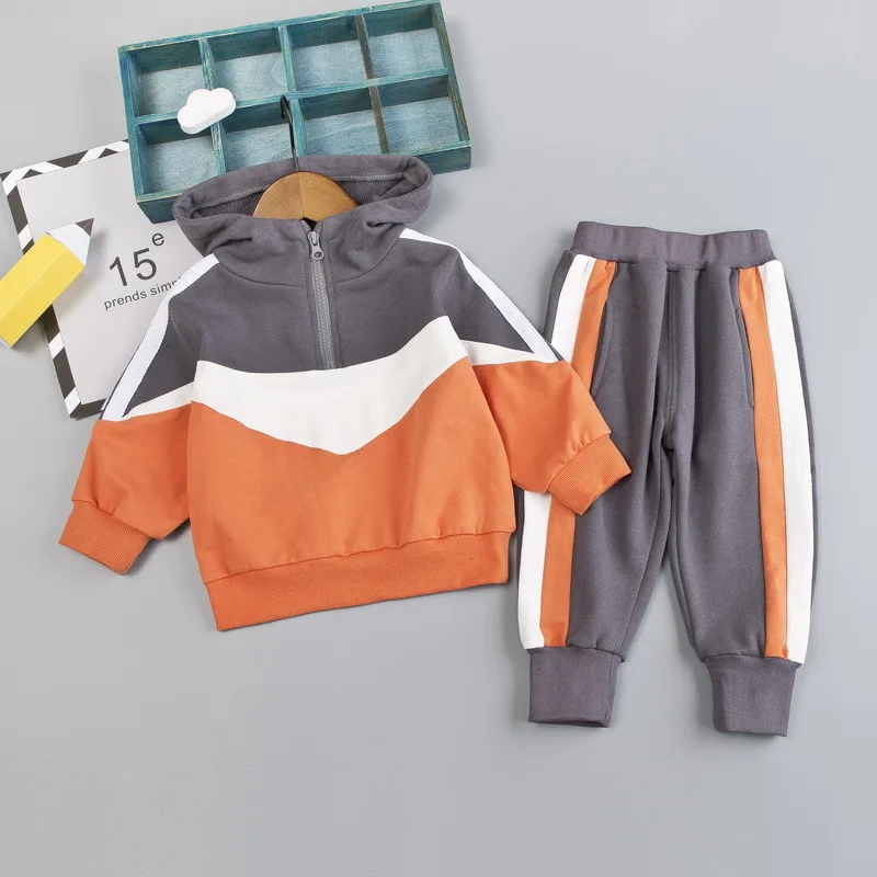 Одежда для маленьких мальчиков; коллекция года; Осенняя детская одежда; толстовка с капюшоном+ штаны; комплект из 2 предметов; комплекты одежды для маленьких девочек; одежда для детей - Цвет: Orange