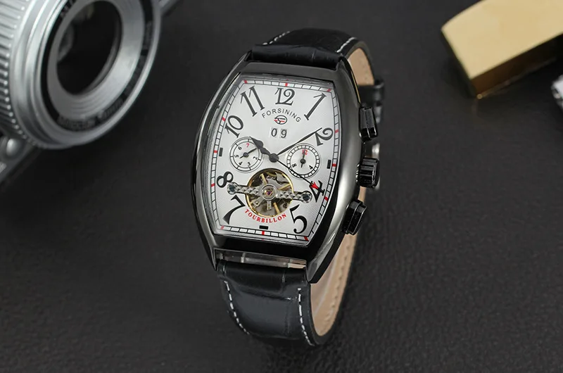 Reloj Hombre классический бренд Tourbillon обёрточная бумага Авто Дата механические часы мужские часы водонепроницаемые автоматические Прямоугольные Наручные часы