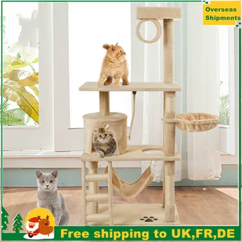 

146cm Cat Tree Tower Activity Centre with Scratching Posts Cat Climbing Tower Tree Furniture with Perch Tunnel Condo Hammocks