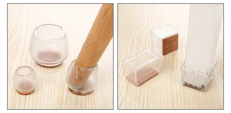 10pcs transparent Furniture Feet Protection Cover With Felt Pad Rubber Non-slip Table Chair Leg Feet Pads Wood Floor Protector
