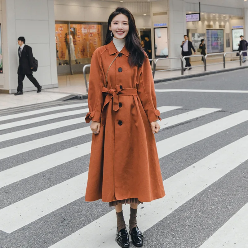 

Woolen Jacket Women's Mid-length Autumn And Winter 2019 Popular New Style Loose-Fit over-the-Knee Versatile Korean-style Elegant