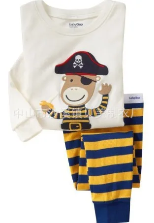 Foreign Trade Children Tracksuit Long Sleeve Trousers Ribbed Pattern Set Wholesale Pirate Tops Stripes Pants
