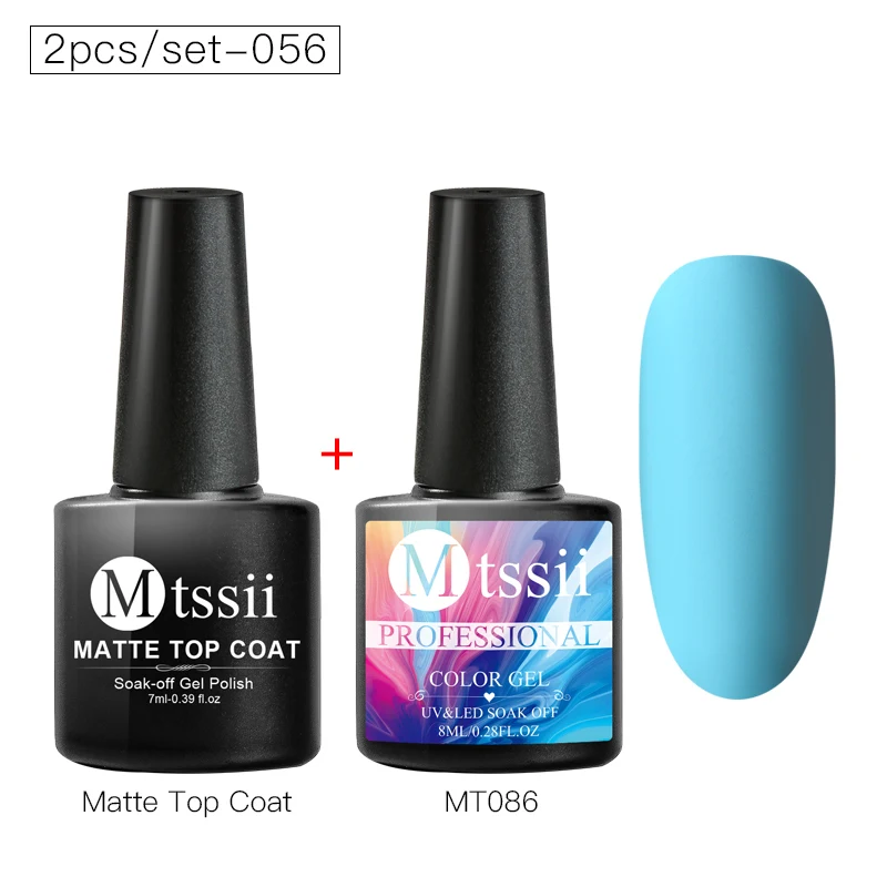Mtssii матовое верхнее покрытие+ однородного цвета для ногтей гель Полупостоянный гель УФ лак светодиодный светильник длительный Замачивание от гелевое покрытие для ногтей - Цвет: TZH06950