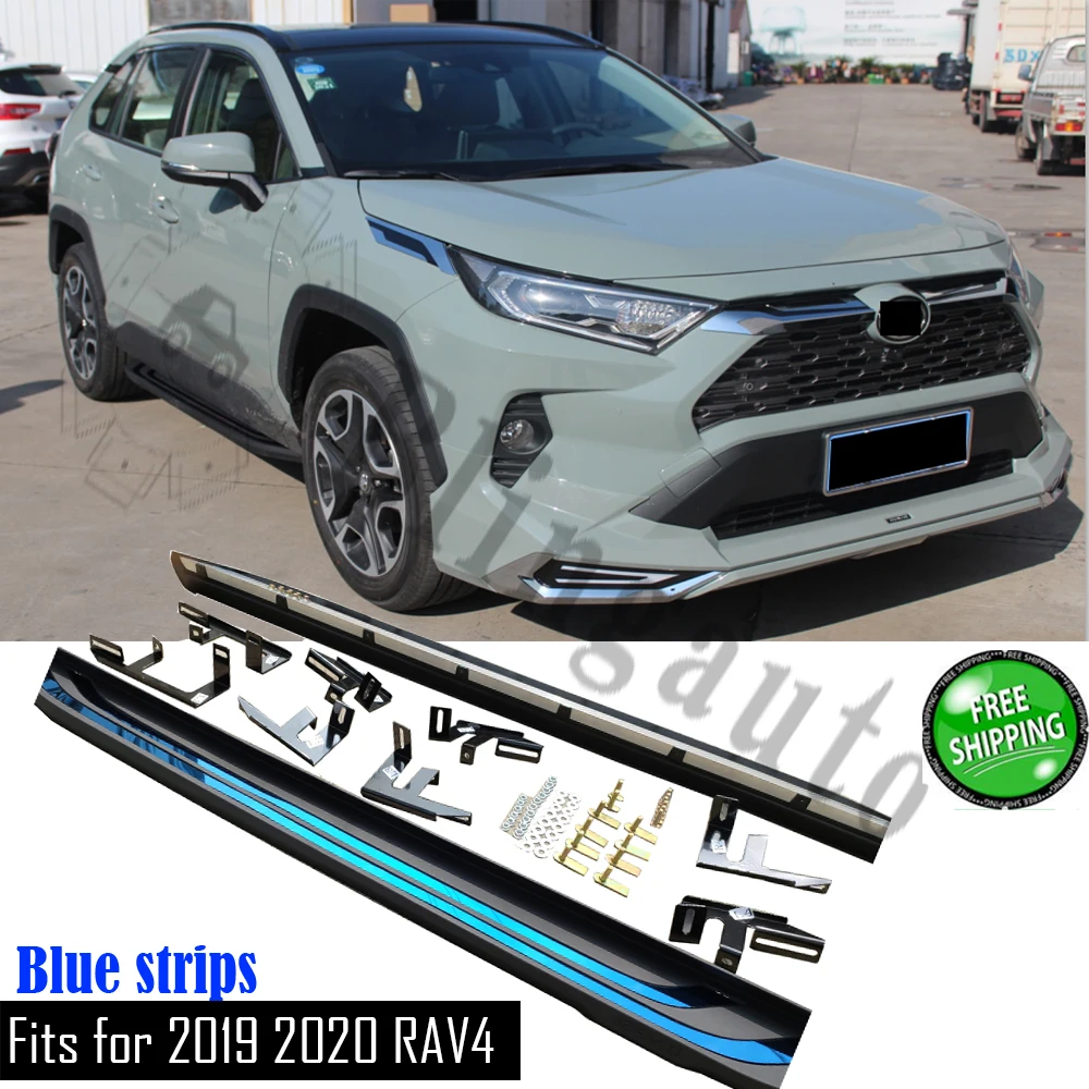 

2Pcs left right Aluminium side step fits for Toyota RAV4 RAV 4 2019 2020 running board Nerf bar pedal protector side stairs
