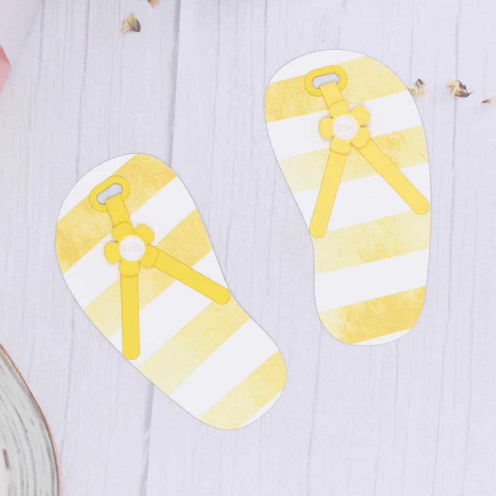 KSCRAFT-귀여운 여름 플립 플롭 셰이커 금속 절단 다이 스텐실, DIY 스크랩북 장식 엠보싱 DIY 종이 카드