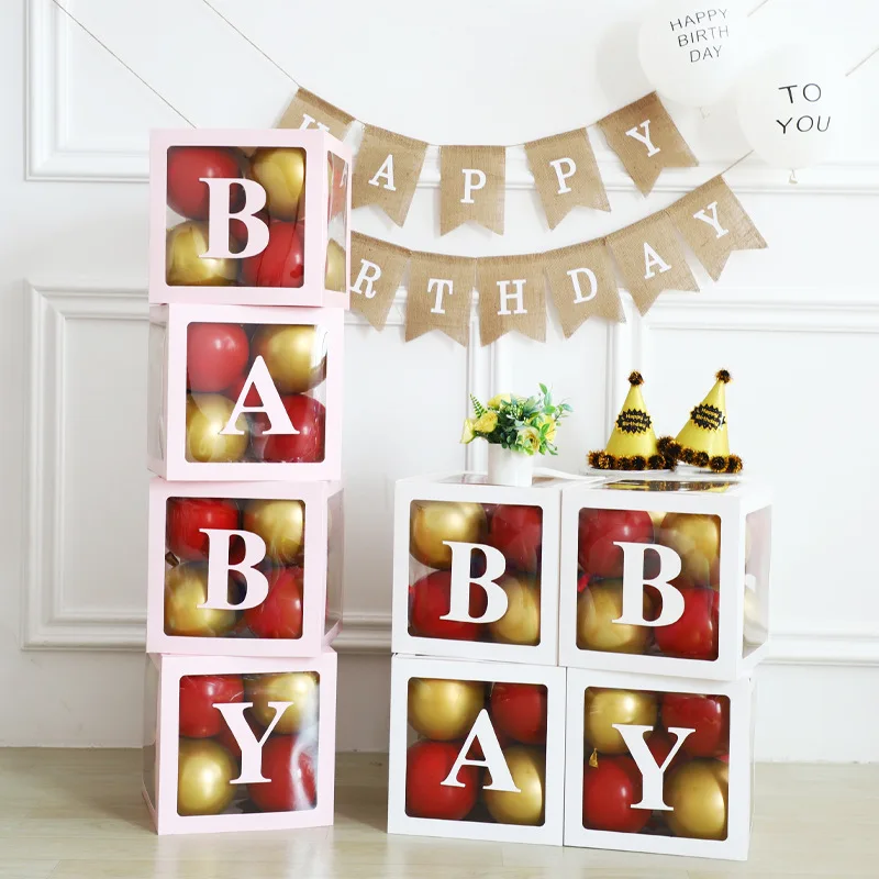 

Wedding Birthday Party Decoration Balloon Box Set Transparent Square Box LOVE Letter Birthday Proposal Confession Layout