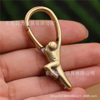 

Fine Copper Creative Keychain Men Waist Hanging Body-shape Car Key Ring Keychain QuickDraw Buckle Brass Handmade Solid Key Hook