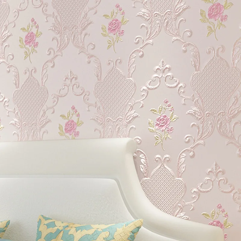 Decor Wall Background Home Walltalk Floral Embossed Pink Beige Textured Wallpaper For Wedding Room Bedroom Walls European Rustic |