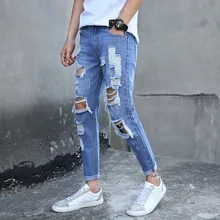 Дешевые оптовые продажи Новые Осенние Зимние Горячие продажи мужские модные повседневные джинсовые брюки MP426