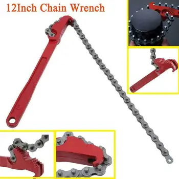 

12 Inch Adjustable Chain Wrench Oil Filter Remover Mechanic Auto Pipe Tool Easily Remove All Filters