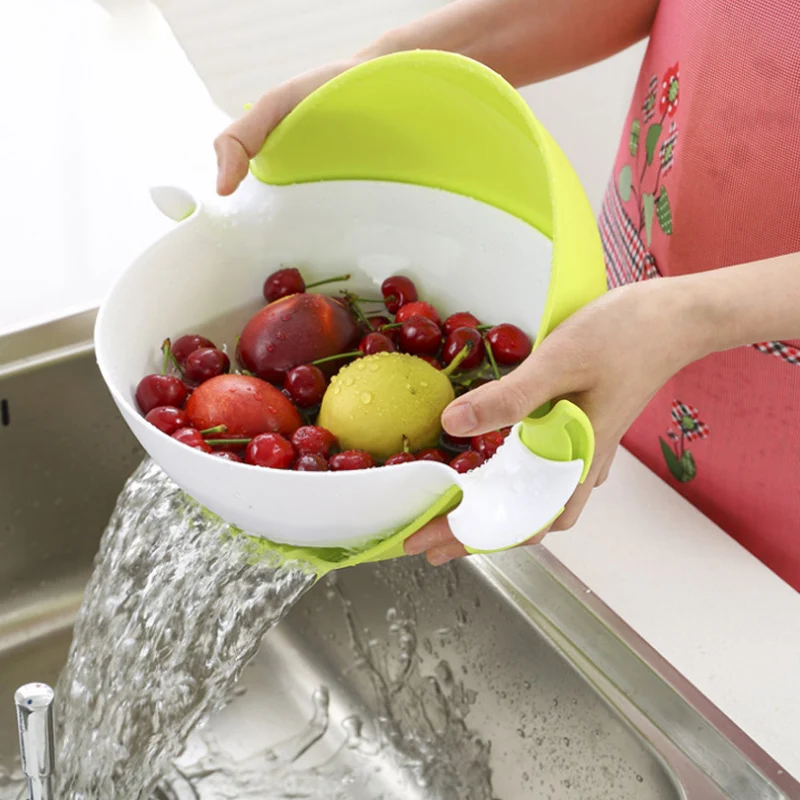 

4 Colors Multifunctional Washing Vegetables And Fruit Draining Basket Detachable Double Layer Drain Baskets Storage Salad Bowl