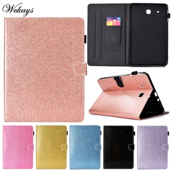 

Wekays For Samsung Tab E 9.6 Glitter Bling Leather Fundas Case For Coque Samsung Galaxy Tab E 9.6" T560 T561 Tablet Cover Cases