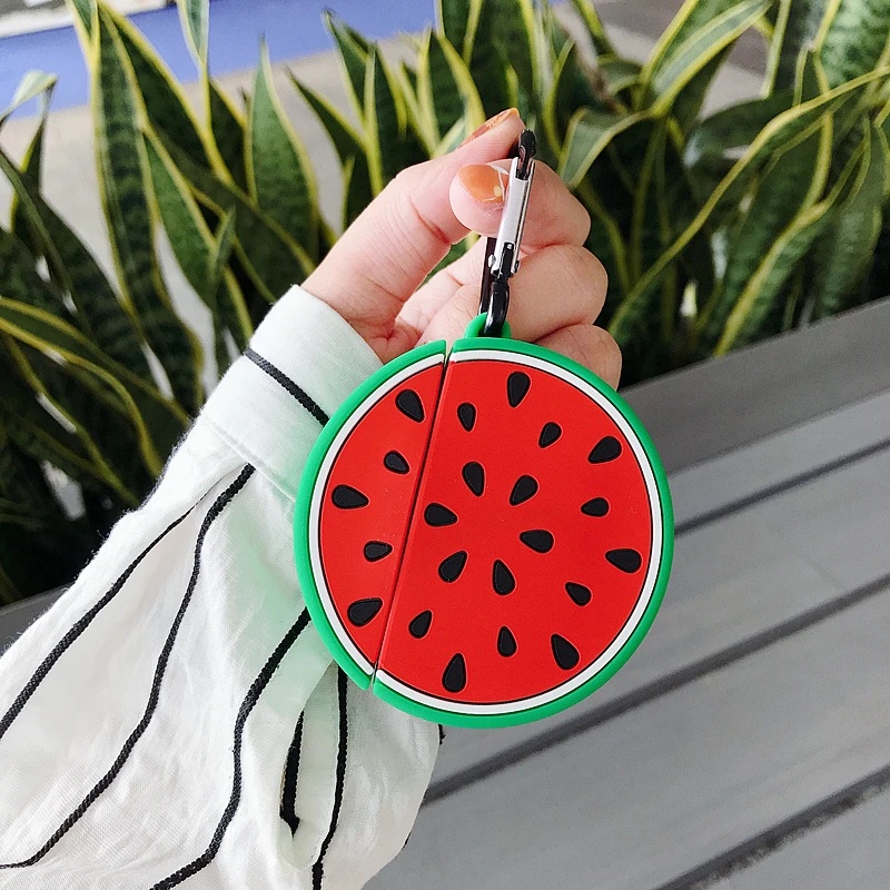 

For AirPods 2 Case Cute 3D Cartoon Watermelon Earphone Case For Apple Airpod Case Soft Silicone Protect Cover Funda