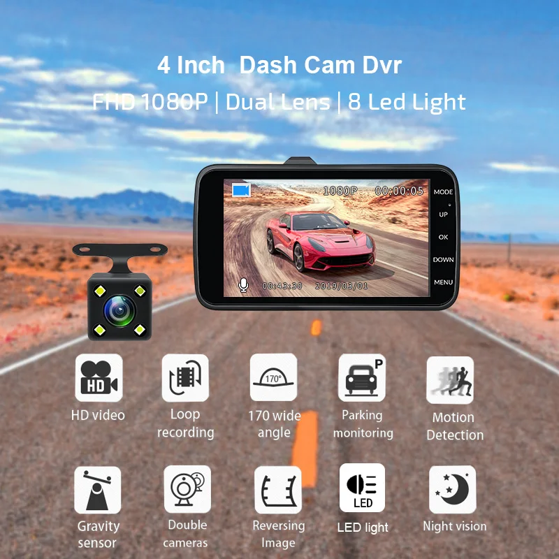 E ACE Видеорегистраторы для автомобилей 4 0 Inch Mini Dashcam Full HD 1080P Dash Камера видео