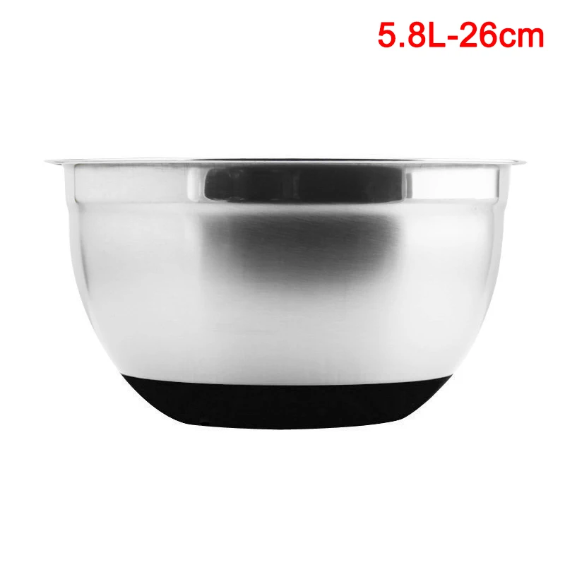 Чаша для смешивания из нержавеющей стали эргономичная Нескользящая силиконовая нижняя чаша для хранения яиц набор кухонных салатников кухонная посуда - Цвет: 8L  26cm
