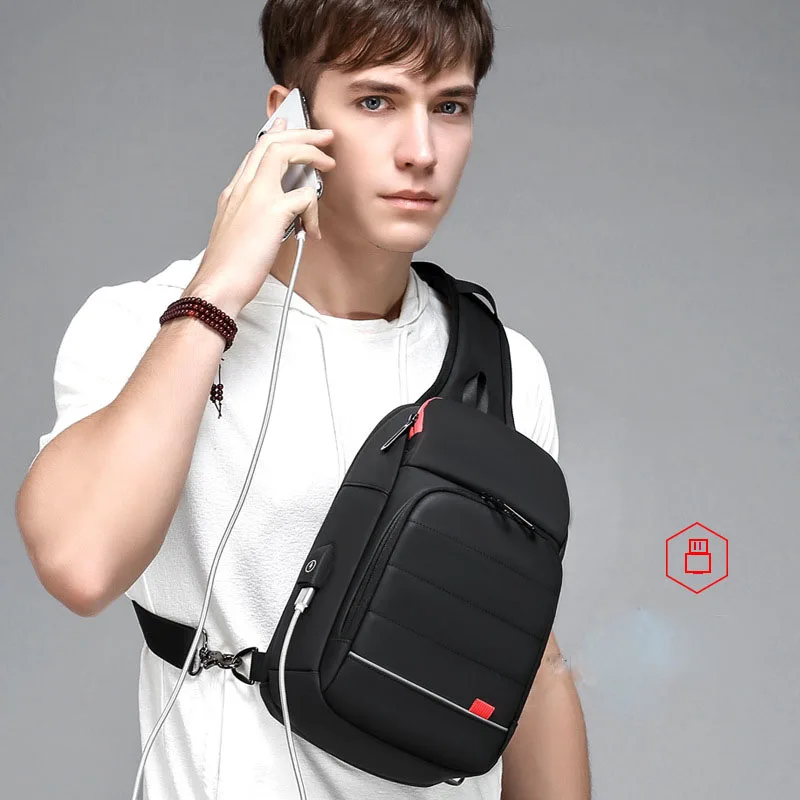 Многофункциональная Наплечная Сумка мужская сумочка короткие сумки через плечо usb зарядка дизайн нагрудная сумка для путешествий водонепроницаемая сумка-мессенджер