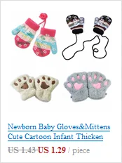 Детские зимние теплые варежки, плюшевые толстые кашемировые вязаные перчатки с изображением оленя
