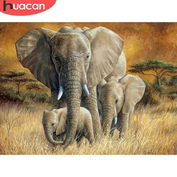 

HUACAN 5d Diamond Painting Full Drill Square Animal Embroidery Cross Stitch Elephant Diamond Art Decorations Home