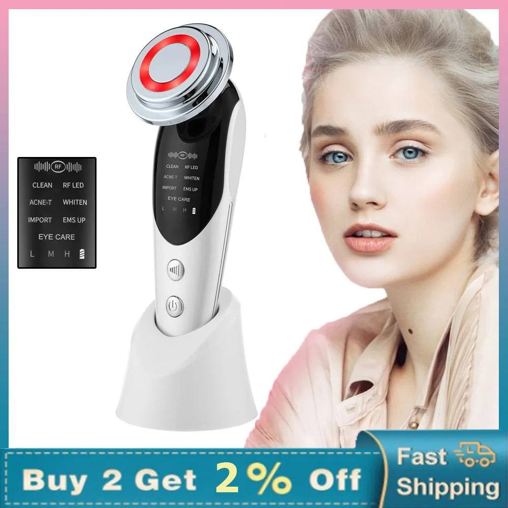 7 In 1 Led Light Beauty Device 7 In 1 Rf&ems Micro Current Lifting Device Vibration Led Face Skin
