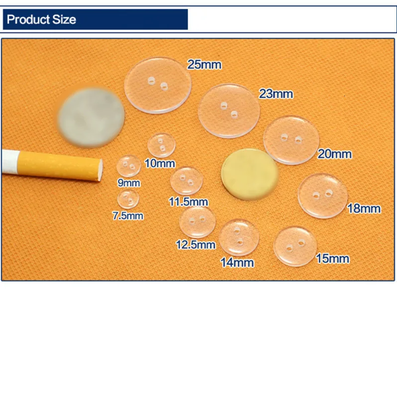 100 шт./лот DIY 2 отверстия прозрачные пуговицы швейная кнопка из полиэфирной смолы для детской одежды рубашка одежда аксессуары различных размеров