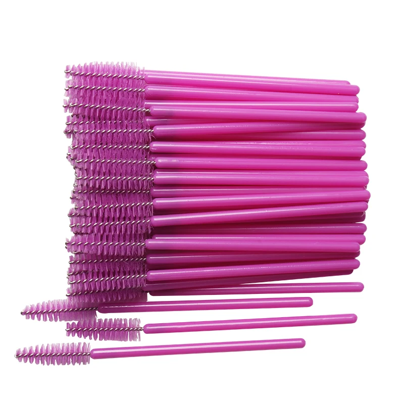 full purple red 50 шт./лот, одноразовая нейлоновая тушь для ресниц, палочка, аппликатор, зеленая кисть для ресниц, для наращивания ресниц, инструменты для макияжа - Handle Color: full purple red