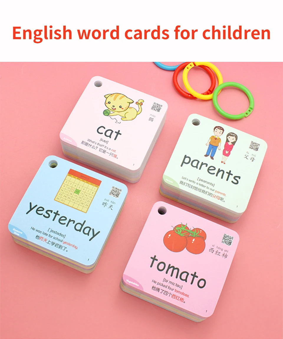 Cartões de Bolso Brinquedos para Crianças Chinês & Inglês Cartão Flash Palavra Educacional Aprendizagem Presentes 300 Pçs - Set 2 Computers & Electronics