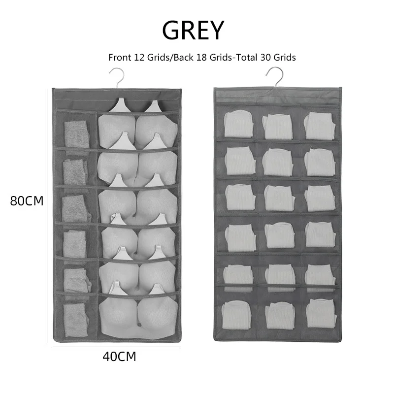 Grey 30 grid 1piece 1 шт. Haning Нижнее белье сумка для хранения Шкаф Одежда Органайзер Бытовая сортировочная сумка Экономия пространства с крюком одежда сумка для хранения - Цвет: Grey 30 grid 1piece