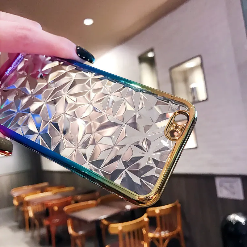 Кристальный градиентный 3D Алмазный принт Мобильный Корпус для iphone 5 6 7 8 5S 6s 6p 6s p 7P 8P X XS XR Xsmax мягкий чехол для телефона из ТПУ