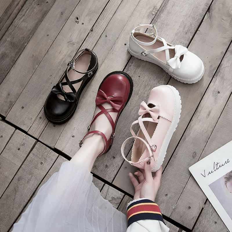 Лолита Маленькая кожаная обувь женские туфли в стиле Мэри Джейн японском Стиль