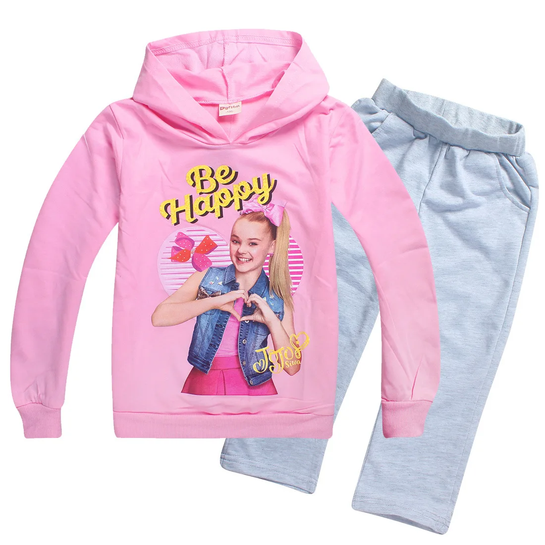 JOJO Siwa/комплекты для маленьких девочек; зимняя одежда; толстовки с длинными рукавами; комплект со штанами; Jojo Siwa; комплекты из 2 предметов; комплекты с оборками для девочек - Цвет: pink-1043GRset