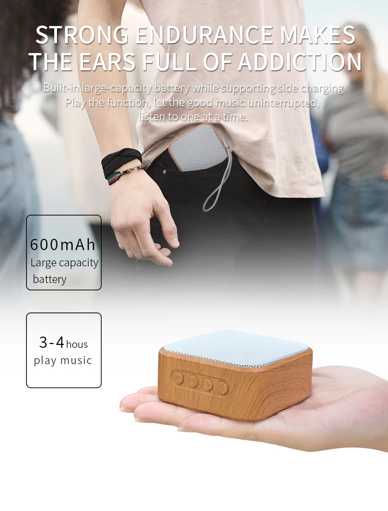 A70 Wood Grain Portable Wireless Speaker Vintage Mini Bluetooth Loudspeaker With Mic Support TF Card FM Radio For Mobile Phone