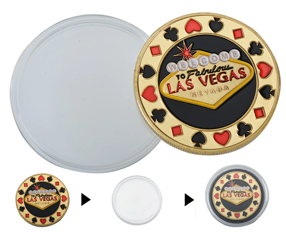 WR Казино Лас Вегас покерные чипы золотые монеты коллекционные с держателем вызов