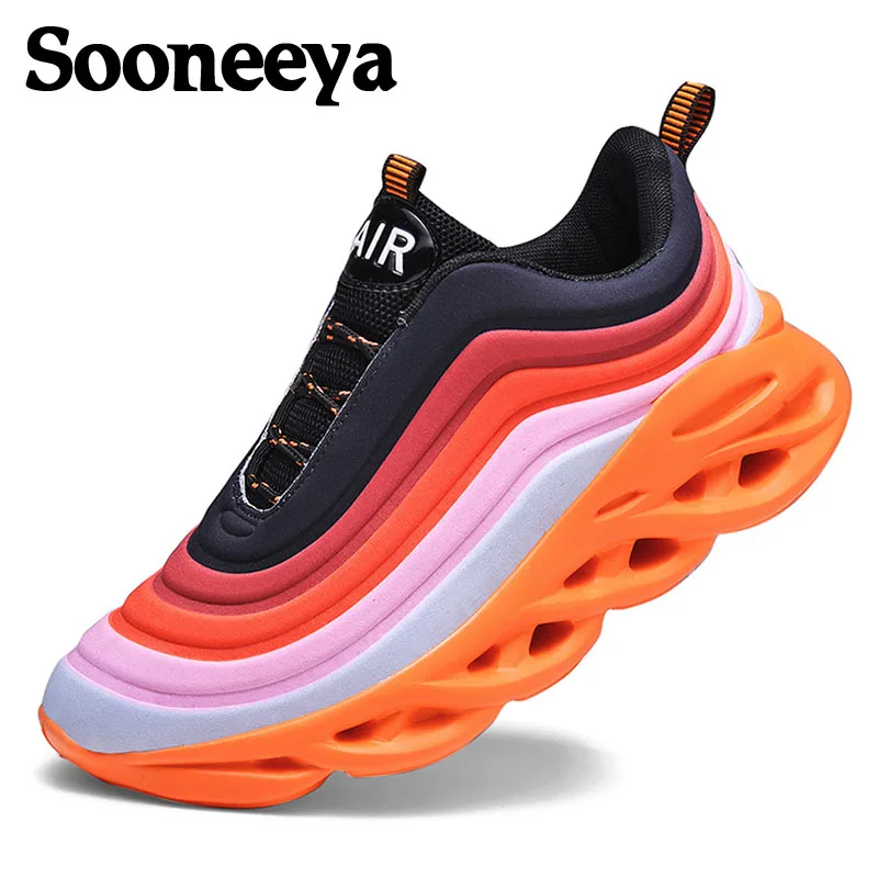 

Sooneeya Hollow Twist Bottom Blade Shoes Men Gradient Color Casual Sneakers Men Height Increase Colorful Male Shoes Big Size 46