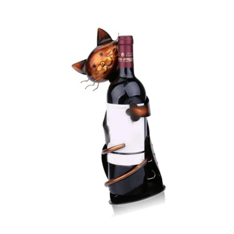 

Cats Shaped Wine Holder Wine Rack Shelf Metal Sculpture Practical Home QP2