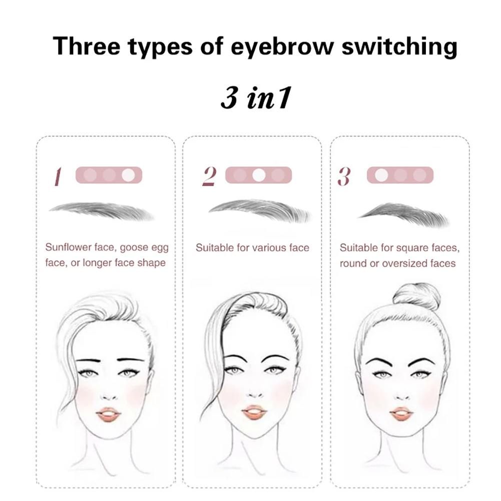 Modelo de Guia 3 em 1 Sobrancelha Ajustável Formas Estêncil Reutilizável Handheld Moldar Definindo Estênceis Olho Desenho 8 Stencil p sobrancelhas