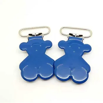 

20pcs/lot 2.5cm Wholesale ted bear metal clips for suspenders with gripping teeth kids holder pacifier clip fasteners
