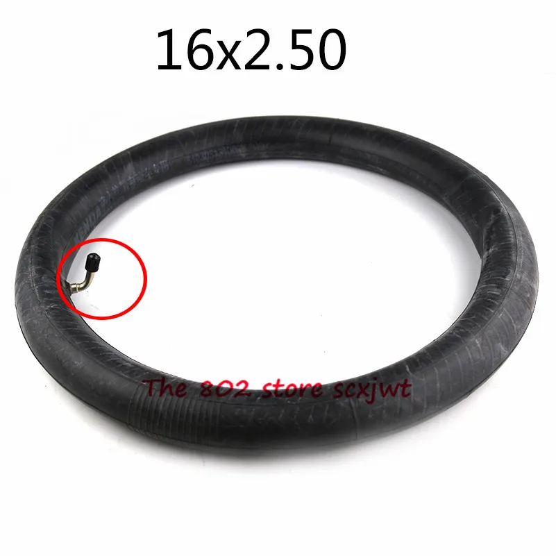 Супер 16x2,50 64-305 камера шины подходит для детских электрических велосипедов маленькие скутеры BMX 16*2,5 шины трубки с изогнутым угловым клапаном