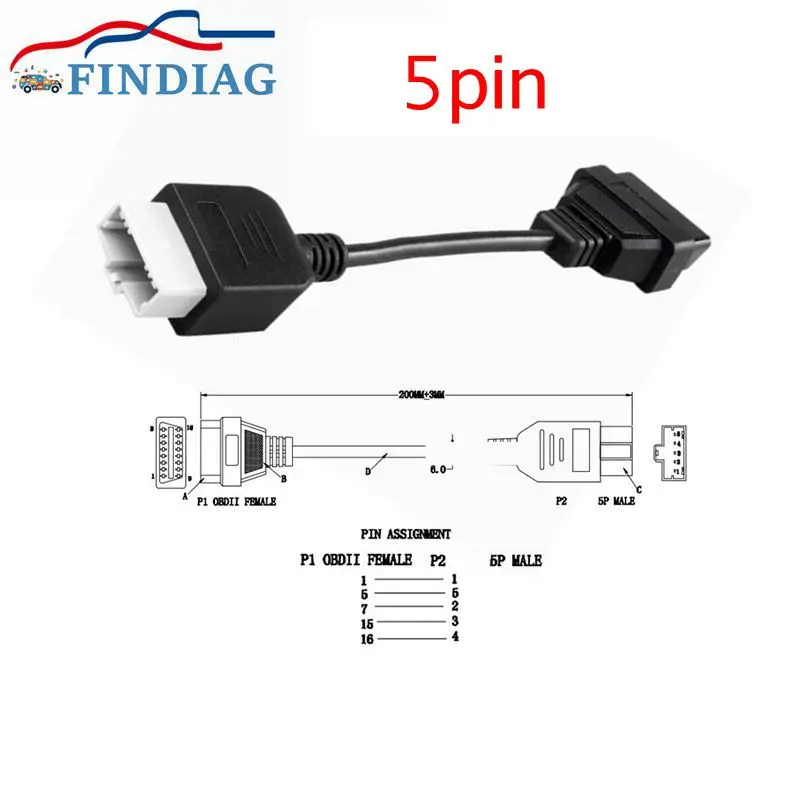 Best for Honda 5 pin Adapter to 16 Female Connector OBDII Interface Diagnostic 5Pin OBD | Автомобили и мотоциклы