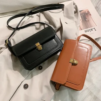 

2020 New Fashion Shoulder Bag Vintage Little Bag Female Simple Small Package Pu Casual Crossbody Bag Mobile Phone Bag