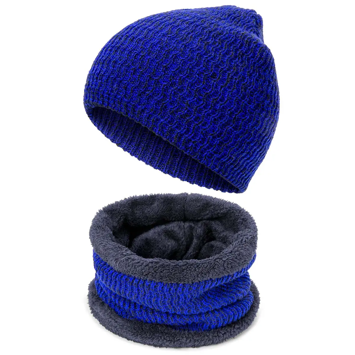 YEABIU зимние Для женщин шляпа шарф вязаный женский шарф теплая шапка шарф, унисекс, для мальчиков и девочек, камуфляжная уплотненная шапка комплект Для мужчин Повседневное шапки - Цвет: blue