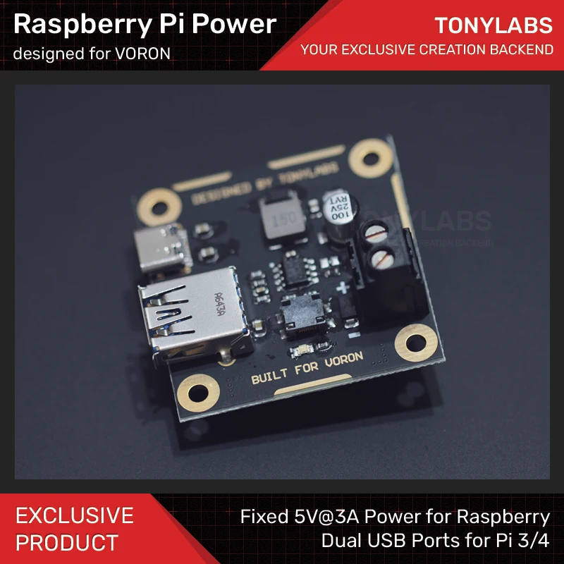 

Dual USB Ports for Raspberry Pi Power Supply Designed for VORON 3D Printers