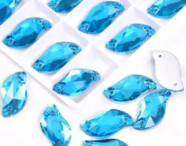 lake blue Стразы особой формы с кристаллами s-образной формы, цветные стразы с отверстиями для шитья, стразы с блестками для одежды, свадебного платья ZZ055 - Цвет: lake blue