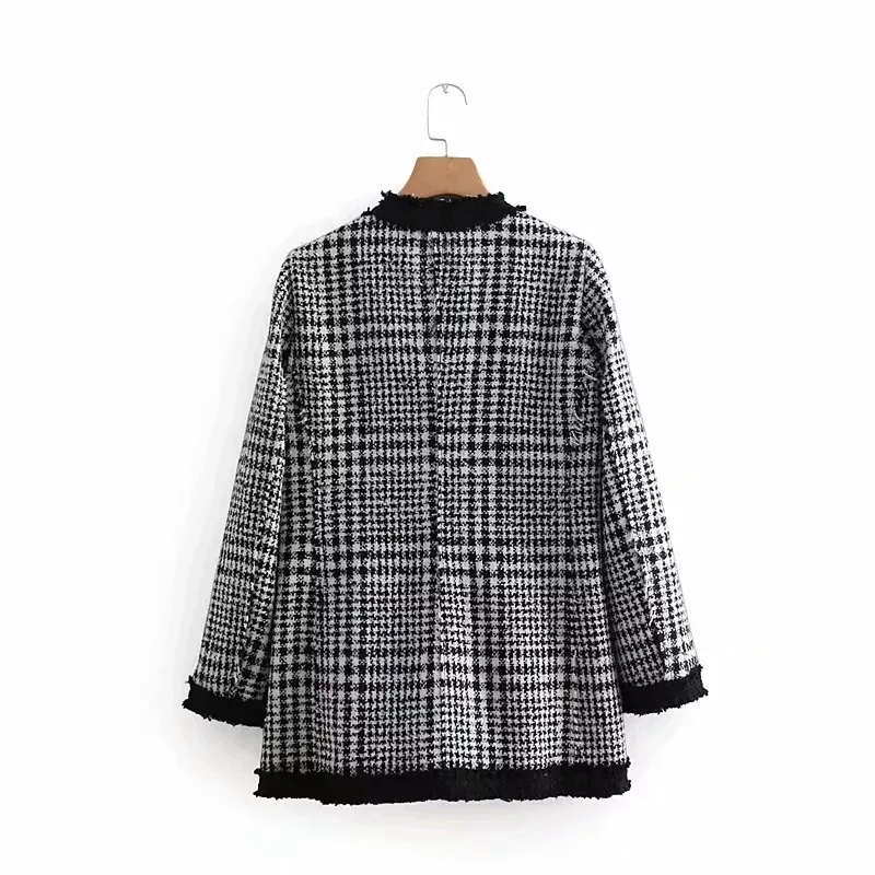 

2018 Autumn New Style Ozhouzhan WOMEN'S Dress Tweed Long Casual Coat Long-sleeved Upper Garment