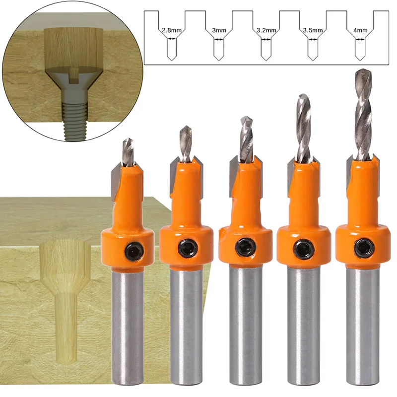 

1pcs 8mm Shank HSS Woodworking Countersink Router Drill Bits Set Screw Extractor Remon Demolition for Wood Milling Cutter