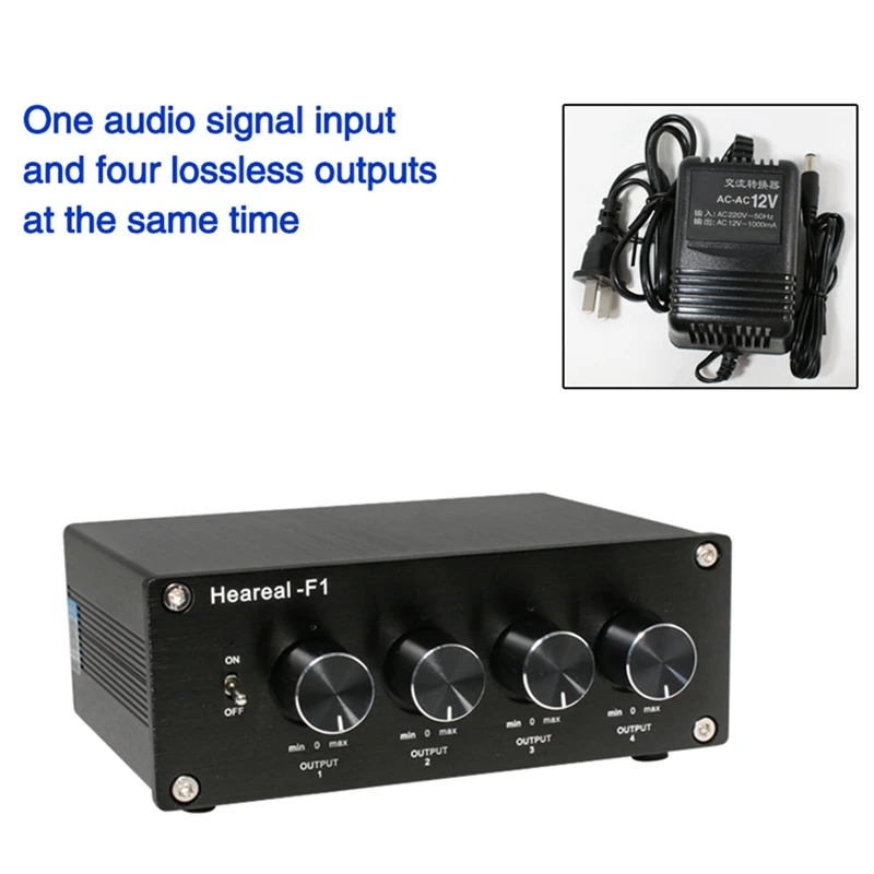Heareal Signal Dual Channel Stereo Splitter 1 Input and 4 Output At the Same Time Output 4 Pre Headphone Amplifier EU Plug