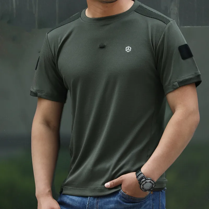 Summer Outdoor Quick Dry Short Sleeve Men's Sports T-shirt Thin Breathable Loose Fan T Shirt Tops sport t shirt