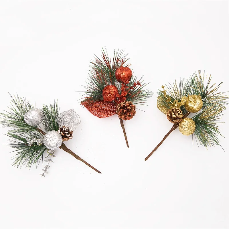 

Artificial PVC Small Pine Stems Picks Trees With Pinecones Berries for Flower Wreaths Home Decoration Christmas