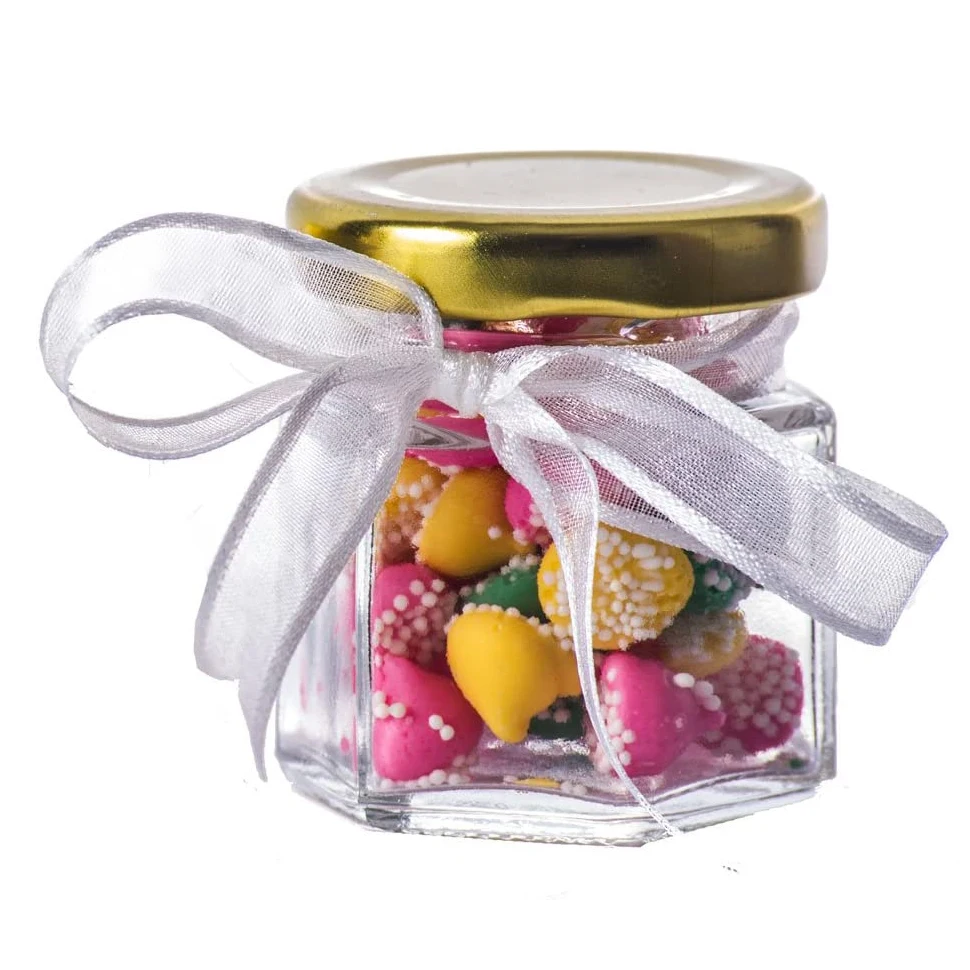 Hexagon Glass Jars Premium Food-grade. Mini Jars With Lids For Gifts, Wedding Favors, Honey, Jams And More 3