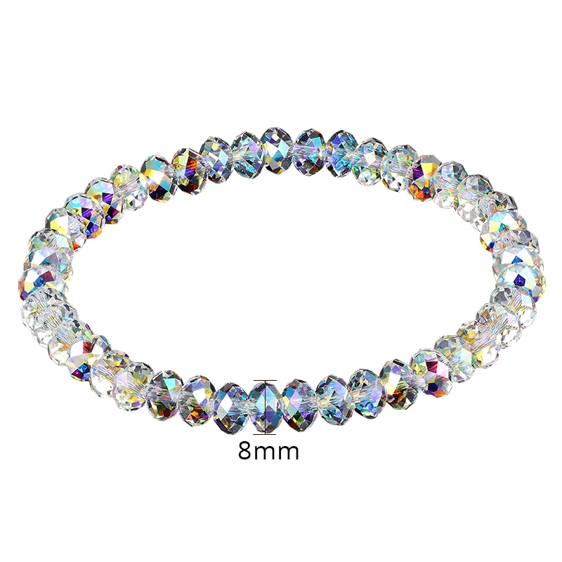 Красочные кристаллы от Swarovski бусины браслет-цепочка обертывание браслеты Шарм ручной ювелирные изделия для женщин Свадебные Рождественские подарки DIY - Окраска металла: Crystal AB-8MM